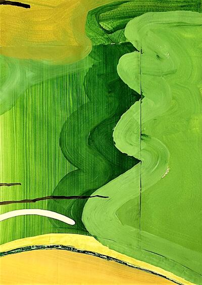 Dorine van der Ploeg Berg V 78 x 56 cm 2021 acryl collage inkt en pastel op papier cropped